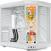 CS-HYTE-Y70TTI-WW Корпус без блока питания/ Case HYTE Y70 Touch Infinite, Midi-Tower, TG, LCD, no fans, 2xUSB-A 3.2, 1xUSB Type-C, E-ATX, ATX, mATX, mITX White Snow