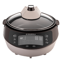 MF-1621BR Мультиварка MAUNFELD/ Мультиварка MAUNFELD MF-1621BR, мощность 1600 Вт, электронное управление, 30 программ, антипригарное покрытие чаши, объем чаши 5 л, дисплей, отсрочка старта, регулировка температуры, предварительное отключение автоподогрева