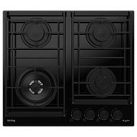 Встраиваемая варочная панель KORTING/ Встраиваемая варочная панель KORTING, газ на стекле, 60 см, 4 конфорки, WOK, газ-контроль, электроподжиг, адаптер для кофейника, адаптер под сжиженный газ, жиклеры под сжиженный газ, цвет черное стекло