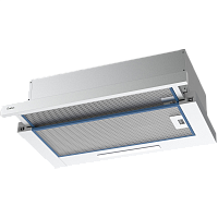 Tel60X Встраиваемая телескопическая вытяжка, 60 см, отвод/циркуляция, механический контроль, 2 скорости работы, производительность 670 м3/ч, LED освещение, нержавеющая сталь, 598х305-495х201 мм.