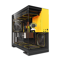 Корпус ПК без блока питания/ Case Geometric Future Model 5, Midi-Tower, TG, no fans, 2xUSB-A 3.0, 1xUSB 3.2 Type-C, E-ATX, ATX, mATX, mITX Black/Yellow