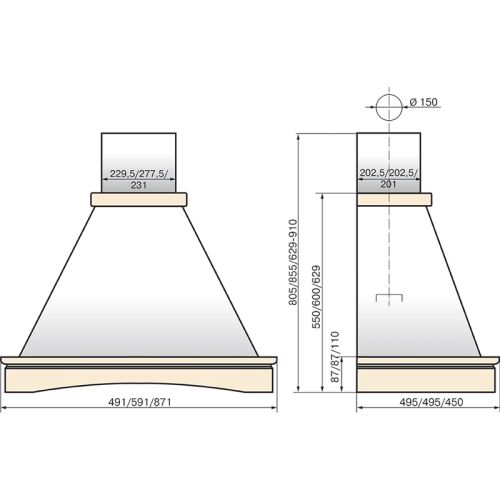 190338 GOOD, Кухонная вытяжка ELIKOR КВ Вилла 60П-650-П3Л без обрамления, белый фото 2
