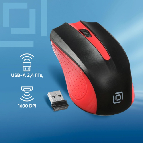 997828 Мышь Oklick 485MW черный/красный оптическая 1600dpi беспров. USB для ноутбука 3but (997828) фото 2 997828 Мышь Oklick 485MW черный/красный оптическая 1600dpi беспров. USB для ноутбука 3but (997828) фото 2