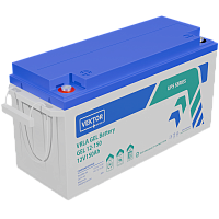 GEL12-150 Батарея Vektor Battery серия GEL, GEL 12-150, напряжение 12В, емкость 145 Ач (разряд 10 часов), макс. ток разряда (5 сек.) 1450А, макс. ток заряда 29 А, свинцово-кислотная типа GEL, клеммы M8, ДxШxВ 485x170x240мм., вес 42,8 кг., срок службы 13 л