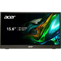 UM.ZP1CD.J01 Монитор/ Acer PM161QJbmiuux 15,6'', UltraThin Black, 16:9, IPS, 1920x1080, 6ms, 250cd, 60Hz, mini HDMI, 2xType-C, Speakers 1Wx2, FreeSync, HDR 10, Vesa:100x100