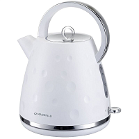MFK-647WH Чайники MAUNFELD/ Чайник, 2200 вт, 1.7 л, матовый пластиковый корпус с глянцевым декором, хромированные элементы, индикатор уровня воды, закрытый нагревательный элемент, белый
