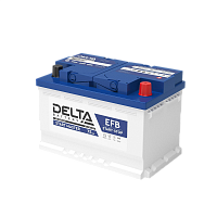 DELTASTARTMASTER75AhEFB Аккумуляторная батарея для автомобилей/ DELTA серия START MASTER, DELTA START MASTER 75 Ah EFB, напряжение 12В, емкость 75 Ач (разряд 20 часов; 10.5В), пусковой ток: 700А, полярность обратная ( - +), тип EFB;Pb (свинцово-кислотный)
