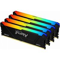 KF432C16BB12AK4/64 Память оперативная/ Kingston 64GB 3200MT/s DDR4 CL16 DIMM (Kit of 4) 1Gx8 FURY Beast RGB