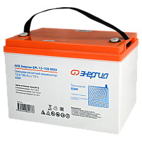 Е0201-0121 Аккумуляторная батарея/ Энергия GPL 12-100 Grid, напряжение 12В, емкость 100Ач (разряд 10 часов), макс. ток разряда (5 сек.) 1000А, макс. ток заряда 30А, свинцово-кислотная типа AGM, клеммы под болт М6, ДxШxВ 330х171х216мм., вес 28.2кг., срок с