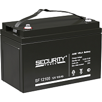 SF12100 Аккумуляторная батарея/ SECURITY FORCE SF series battery, SF 12100, voltage 12V, capacity 100Ah (discharge 20 hours), max. discharge current (5 sec.) 50A, max. charging current 26A, lead-acid AGM type, M8 bolt terminals, LxWxH 330x172x216mm., weig