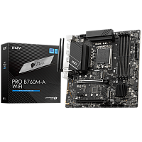 PROB760M-AWIFI Материнская плата/ MB MSI INTEL B760 s1700, 4xDDR5(256GB), 2xHDMI 2.1/2xDP, 2xPCIe 4.0x16, 1xPCIe 3.0, 1xLAN (2.5GbE), Wi-Fi, BT, 4xSATA 6Gb/s, 2xM.2, 4xUSB 3.2, 2xUSB 2.0, 1xPS/2, mATX