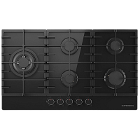 Варочная поверхность Kuppersberg/ Варочная поверхность Kuppersberg, газ, High-Tech, 87 см, 5 конфорок, автоматический электроподжиг, газ-контроль, форсунки под сжиженый газ, SABAF конфорки, WOK конфорка, чугунные решетки, цвет черный, цвет фурнитуры нержа