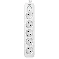 TP-FD5E-5m-white Cетевой фильтр AGNI плоский TP-FD5E-5m-white, 5 розеток Schuko, белый, кабель 5 метров, мощность нагрузки 4000 Вт, 16А, заземление, защита от короткого замыкания, сечение кабеля 3 х 1.5 кв.мм., размер 279x54x40 мм.