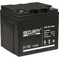 SF1240 Аккумуляторная батарея/ Battery SECURITY FORCE SF series, SF 1240, voltage 12V, capacity 40Ah (discharge 20 hours), max. Discharge current (5 sec.) 48A, max. charging current 12A, lead-acid AGM type, terminals for nut and bolt M6, LxWxH 197x165x170
