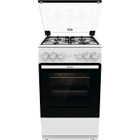 GK5A21WH Комбинированная плита Gorenje/ Комбинированная плита Gorenje, Линия Essential, Эмаль SilverMatte, объем духовки 68 л, механическое управление, электроподжиг, рельефные направляющие, 2 стекла+термослой, энергоэффективность А, цвет белый