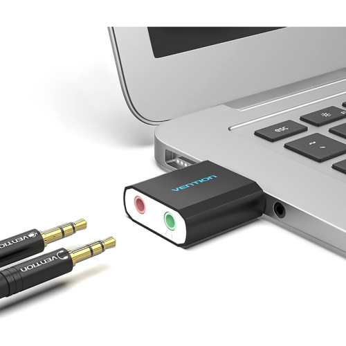 VAB-S17-B Внешняя звуковая карта Vention USB Черная фото 3