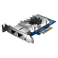 QXG-10G2T-X710 Сетевая карта/ QNAP QXG-10G2T-X710 LAN Expansion Card, PCIe Gen3 x4, Two 10GbE (10G / 5G / 2.5G / 1G / 100M)) Ports with SR-IOV and iSCSI, Block-based, Supports Multiple Virtual Disk Modes