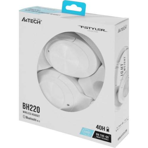 BH220WHITE Гарнитура мониторные A4Tech Fstyler BH220 белый беспроводные bluetooth оголовье (BH220 WHITE) фото 3 BH220WHITE Гарнитура мониторные A4Tech Fstyler BH220 белый беспроводные bluetooth оголовье (BH220 WHITE) фото 3