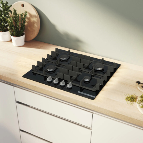 Газ, 4.5х59x52 см, закаленное стекло, 4 конфорки, газ-контроль, автоподжиг, черный цвет фото 5 Газ, 4.5х59x52 см, закаленное стекло, 4 конфорки, газ-контроль, автоподжиг, черный цвет фото 5