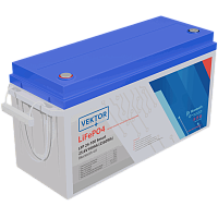 LFP25.6-100 Батарея Vektor Energy серия LFP, LFP 25.6-100, напряжение 25.6В, емкость 100 Ач, макс. ток разряда 110А, макс. ток заряда 100 А, литий-ионная аккуумуляторная батарея, клеммы M8, ДxШxВ 500*186*240 мм., вес 22 кг., срок службы 15 лет