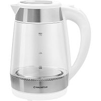 MGK-1710GW Чайник MAUNFELD/ Чайник MAUNFELD MGK1710GW, мощность 2200 Вт, объем 1.7 л, закрытая спираль, индикация включения, подсветка, фильтр от накипи, отключение при отсутствии воды, цвет белый