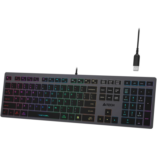 FX60HGREY/NEON Клавиатура A4Tech Fstyler FX60H серый USB slim LED (FX60H GREY/NEON) фото 6