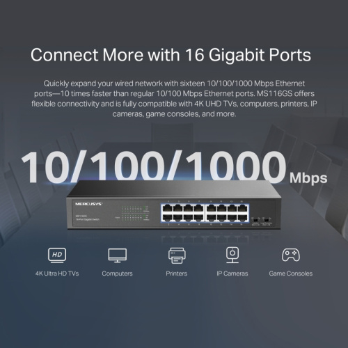 MS116GS Коммутатор/ 16-Port Gigabit Desktop/Rackmount Switch фото 5 MS116GS Коммутатор/ 16-Port Gigabit Desktop/Rackmount Switch фото 5