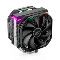 R-AS500-BKNLMP-G Вентилятор Deepcool AS500 PLUS RTL {6} (727071) (Height 164mm, 6mm x 5pcs, Fan 140mm*2, 500;1200RPM ±10%, 29.2 dB(A), 4-pin PWM, TDP 220W, Screw, Socket AMD AM4, Intel LGA 2066/2011-v3/2011/1700/1200/115x) {8}