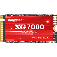 XG7000-1TB2242 Твердотельный накопитель/ Kingspec SSD XG7000 2242, 1024GB, M.2(22x42mm), NVMe, PCIe 4.0 x4, 3D NAND, R/W 7200/6600MB/s, IOPs н.д./н.д., TBW 600, DWPD 0.54 (3 года)