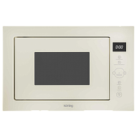 KMI825TGB Встраиваемая микроволновая печь Korting/ 38.8х59.4х37.4 см, 25 л, 900 Вт, гриль: 1000 Вт, сенсорное управление, LED дисплей, 8 автопрограмм, бежевое стекло