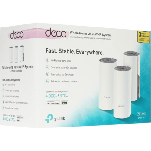 DecoE4(3-pack) Точка доступа/ AC1200 Mesh Wi-Fi System, 210/100MbpsPorts, 2internalantennas фото 8 DecoE4(3-pack) Точка доступа/ AC1200 Mesh Wi-Fi System, 210/100MbpsPorts, 2internalantennas фото 8