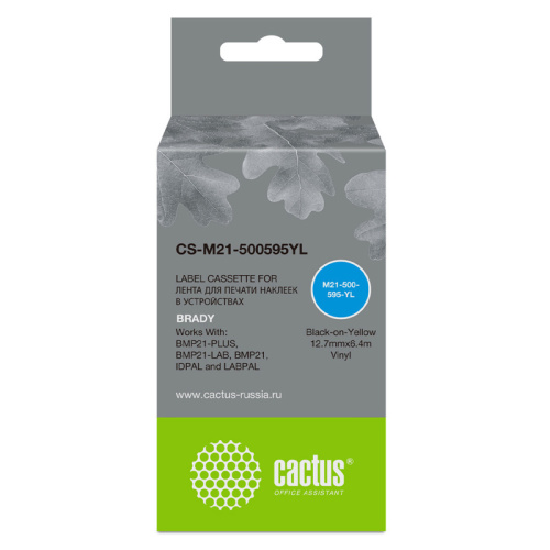 -/ Картридж ленточный Cactus CS-M21-500595YL черный для Brady BMP21-PLUS, BMP21-LAB