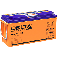 GEL12-150 Батарея DELTA серия GEL, GEL 12-150, напряжение 12В, емкость 150Ач (разряд 10 часов), макс. ток разряда (5 сек.) 1000А, макс. ток заряда 30А, свинцово-кислотная типа AGM+GEL, клеммы под болт М8, ДxШxВ 484х170х241мм., вес 48.1кг., LCD, срок служб