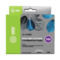 -/ Картридж струйный Cactus CS-LC980C голубой (16мл) для Brother DCP-145C/165C/MFC-250C/290C