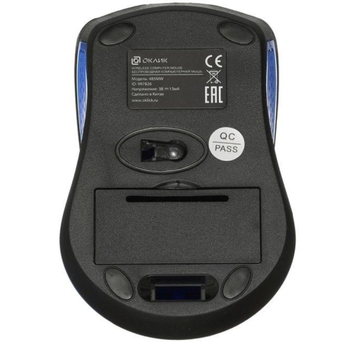 997826 Мышь Oklick 485MW черный/синий оптическая 1000dpi беспров. USB для ноутбука 3but (997826) фото 6 997826 Мышь Oklick 485MW черный/синий оптическая 1000dpi беспров. USB для ноутбука 3but (997826) фото 6