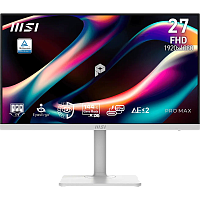 9S6-3PF54H-022 Монитор/ MSI PRO MAX 271PHW E14 27'', 1920x1080, IPS, 178x178, 250nit, 144Hz, 4ms, HDMI/DP, 1USB-C, 2USB-A, Audio out, 2x3W, LTSP, IntPWR, 75x75VESA, White, 1y