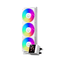 DC360ProARGBDisplayWH Система охлаждения/ Water Cooling System PCCooler DC360 Pro ARGB Display WH (310W, 360mm, LED, White, ARGB/ Fans: 3x120mm, 90.56CFM, 39.8dBA, 2500RPM/ Pump height 65mm, 15dBA, 2600RPM, Rad thickness 27mm/ S: 1851, 1700, 1200, 115X, A