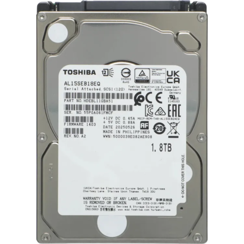 AL15SEB18EQ Жесткий диск Toshiba SAS 3.0 1800Gb AL15SEB18EQ Server (10500rpm) 128Mb 2.5" AL15SEB18EQ Жесткий диск Toshiba SAS 3.0 1800Gb AL15SEB18EQ Server (10500rpm) 128Mb 2.5"