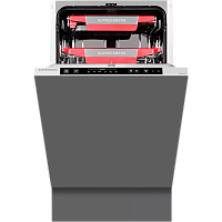 GSM4574 Встраиваемая посудомоечная машина Kuppersberg/ Узкая, 45 см, полностью встраиваемая, 10 комплектов, управление электронное/кнопочное, отсрочка старта 1-24 ч, 7 программ, 3-я корзина для столовых приборов, 47 дБ, расход 9 л, 1/2 загрузка, энергопот