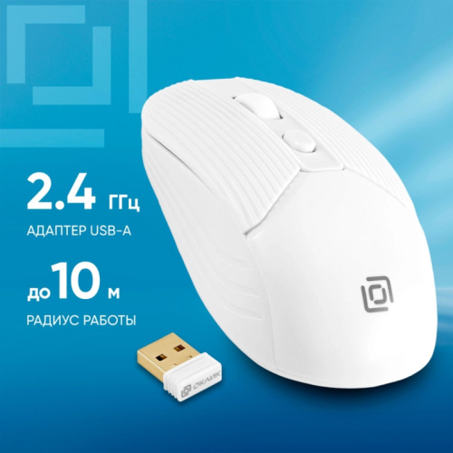 1885186 Мышь Oklick 509MW white белый оптическая 1600dpi беспров. USB для ноутбука 4but (1885186) фото 2