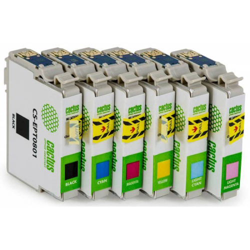 -/ Картридж струйный Cactus CS-EPT0807 черный/желтый/голубой/пурпурный/светло-голубой/светло-пурпурный -/ Картридж струйный Cactus CS-EPT0807 черный/желтый/голубой/пурпурный/светло-голубой/светло-пурпурный