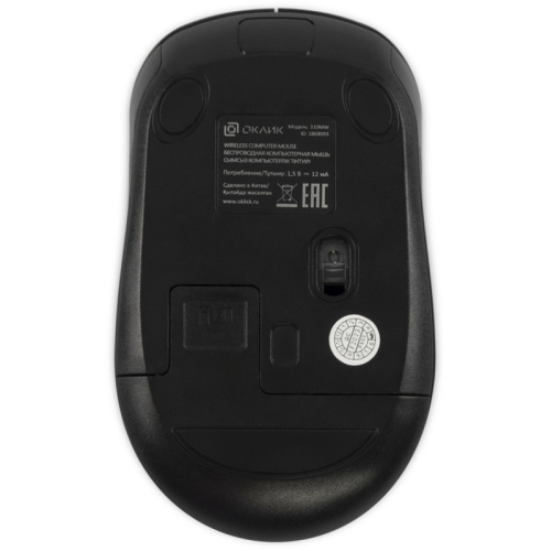 1869093 Мышь Oklick 310MW черный/красный оптическая 3200dpi беспров. USB для ноутбука 4but (1869093) фото 5