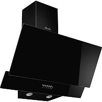 ROUEN60NoirVerre Наклонная вытяжка MONSHER/ Настенная наклонная вытяжка, ширина 60 см, отвод/рециркуляция, 700 м3/час, механическое кнопочное управление, 3 скорости, светодиодное освещение 2*1 Вт, металлические жироулавливающие фильтры, угольный фильтр KF