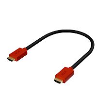 GCR-HM450-0.5m GCR Кабель 0.5m HDMI Ultra HD 4K 60Hz, Full HD, 3D, черный, красные коннекторы, 24K GOLD, 30/30 AWG, 2 Х экран