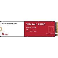 WDS400T1R0C Твердотельные накопители/ WD SSD Red SN700 NVMe for NAS, 4.0TB, M.2(22x80mm), NVMe, PCIe 3.0 x4, R/W 3400/3100MB/s, IOPs 550 000/520 000, TBW 5100, DWPD 1 (12 мес.)