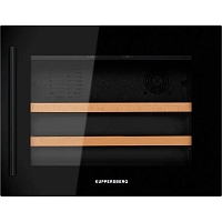 Винный шкаф KUPPERSBERG/ Винный шкаф KUPPERSBERG, встраиваемый, High-Tech, объем 62 л, вместимость 28 бутылок, диапазон температуры 5-20 градусов, 2 полки из бука, LCD дисплей, уровень шума 40 дБ, цвет черный