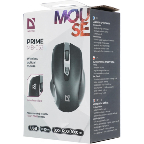 52053 Мышь DEFENDER USB OPTICAL PRIME MB-053 BLACK 52053 фото 3 52053 Мышь DEFENDER USB OPTICAL PRIME MB-053 BLACK 52053 фото 3
