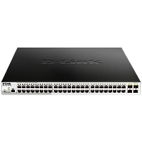 DGS-1210-52P/ME/B1A Коммутатор/ DGS-1210-52P/ME/B Managed L2 Metro Ethernet Switch 48x1000Base-T PoE, 4x1000Base-X SFP, PoE Budget 193W, Surge 6KV, CLI, RJ45 Console, Dying Gasp