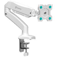 ONKRONG80WHITE Кронштейн для мониторов ONKRON/ 13-32'' ГАЗЛИФТ макс 100*100 наклон -45º/+90º, поворот +-90°, 2 колена, от стены: до 450мм, крепление к столу 10-85мм, вес до 8кг, белый