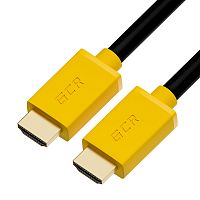 GCR-HM440-1.0m GCR Кабель 1.0m HDMI Ultra HD 4K 60Hz, Full HD, 3D, черный, желтые коннекторы, 24K GOLD, 30/30 AWG, 2 Х экран